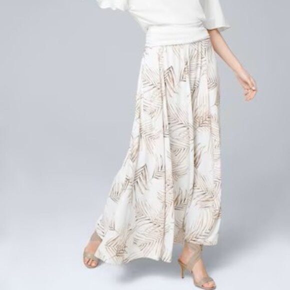 WHITE HOUSE BLACK MARKET ISLAND PALM ECRU ICONIC MAXI SKIRT 2 PETITE NEW TAGS